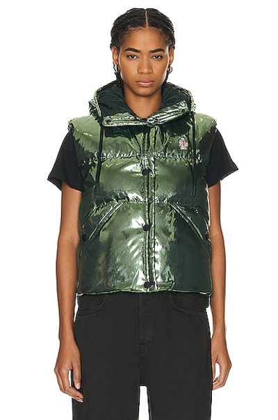 Shop Moncler Ramees Vest In Metallic Green