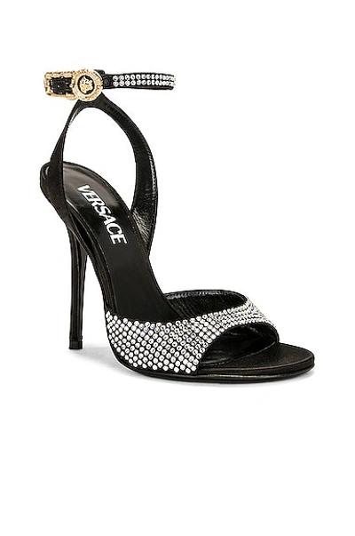 Shop Versace Safety Pin Sandal In Black &  Gold