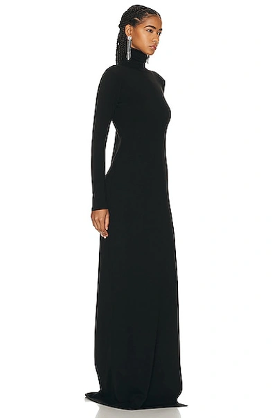 Saint Laurent Long Sleeve Turtleneck Gown In Noir