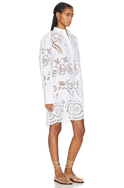 Shop Nili Lotan Mathilde Embroidered Poplin Dress In White
