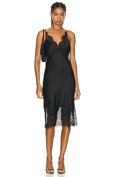 Shop L Agence Scotlyn Lace Trim Mini Dress In Black