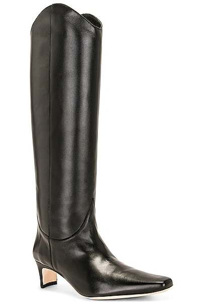 Staud Western Wally 50 Leather Knee-high Boots In Black