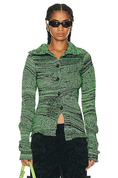 Shop Acne Studios Turtleneck Sweater In Navy & Fluo Green
