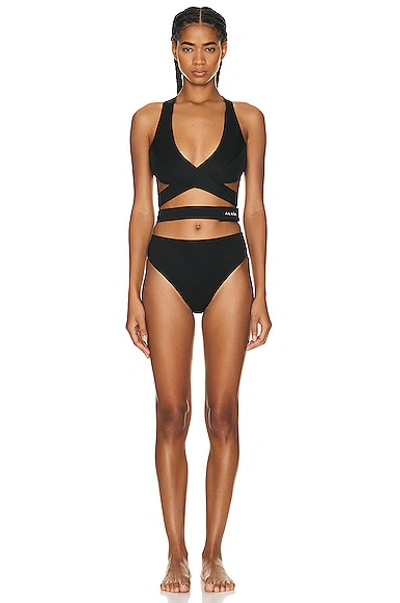 Shop Alaïa Criss Cross Bikini Set In Noir Alaia