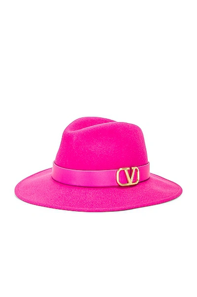 Shop Valentino V Logo Signature Fedora In Pink