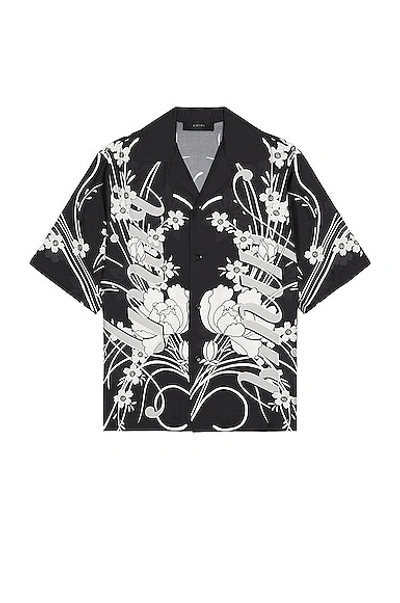 Shop Amiri Floral Bowling Shirt In Black