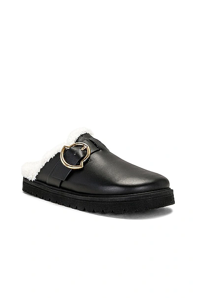 Moncler Bell Leather & Shearling Mule In Black