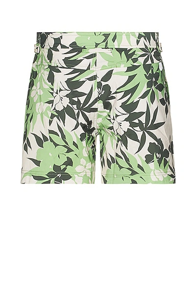 Shop Tom Ford Tropical Swim Short In New Tropical Flower Green On Cream