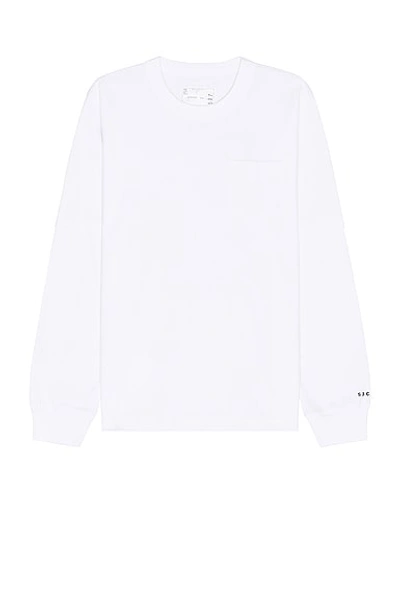 Shop Sacai Graphic Long Sleeve T-shirt In White