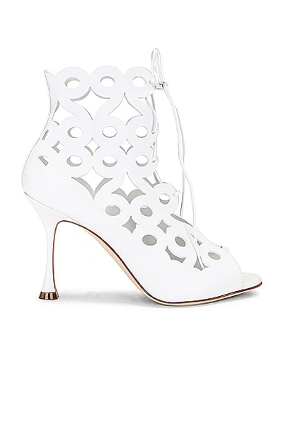 Shop Manolo Blahnik Taralo Leather Boot In White