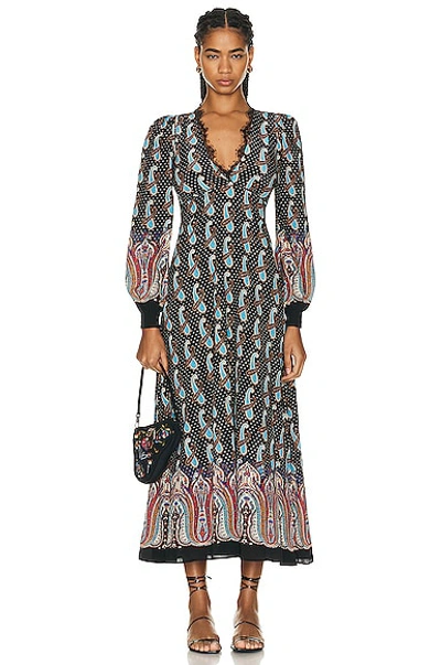 Shop Etro Long Sleeve Maxi Dress In Multi
