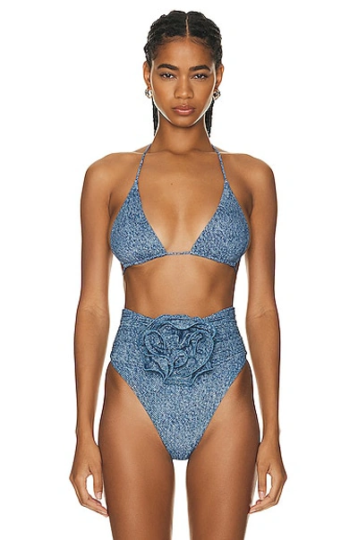 Shop Magda Butrym Bikini Top In Blue