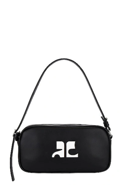 Shop Courrèges Ac Leather Baguette Bag In Black