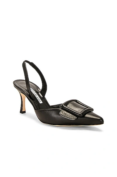 Manolo Blahnik Maysli 70 Nappa Slingback In Black