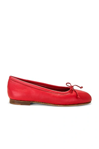 Shop Manolo Blahnik Verallii Nappa Flat In Bright Red