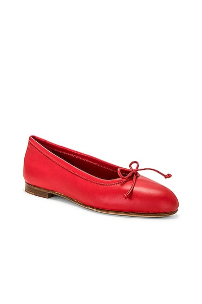Manolo Blahnik Verallii Nappa Flat In Bright Red
