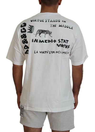 Shop Dolce & Gabbana White Printed Short Sleeves Mens Men's T-shirt