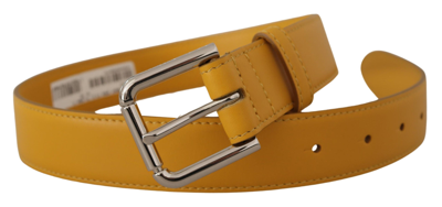 Shop Dolce & Gabbana Elegant Leather Belt In Sunshine Women's Yellow
