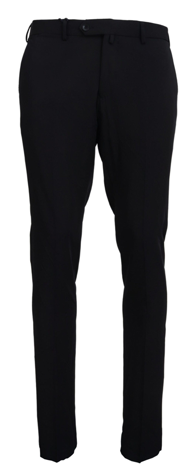 Domenico Tagliente Doico Tagliente Black Polyester Tapered Dress Pants In Black