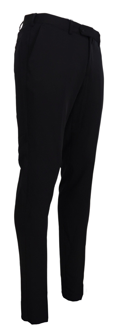 Domenico Tagliente Doico Tagliente Black Polyester Tapered Dress Pants In Black