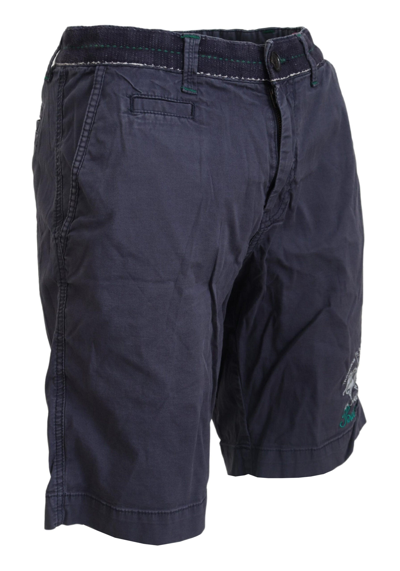 Shop La Martina Blue Washed Cotton Bermuda Casual Men's Shorts