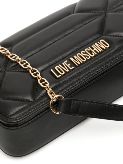 Shop Love Moschino Kaleidoscope Quilted Leather Shoulder Bag In Black
