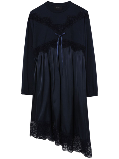 Shop Simone Rocha Lace-detail Asymmetric Dress In Blue
