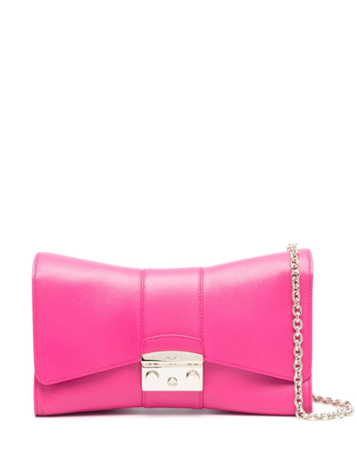Shop Furla Metropolis Leather Shoulder Bag In Pink