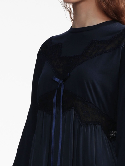 Shop Simone Rocha Lace-detail Asymmetric Dress In Blue