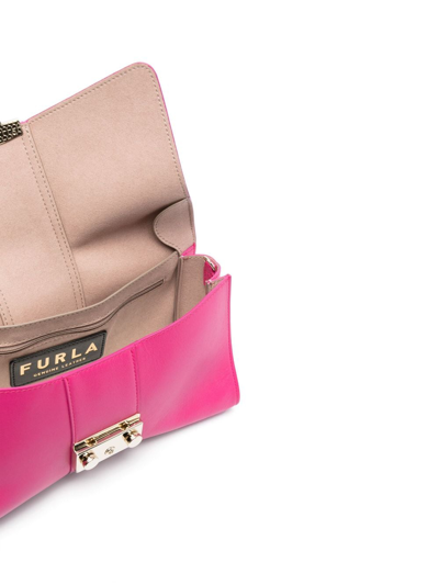 Shop Furla Metropolis Leather Shoulder Bag In Pink