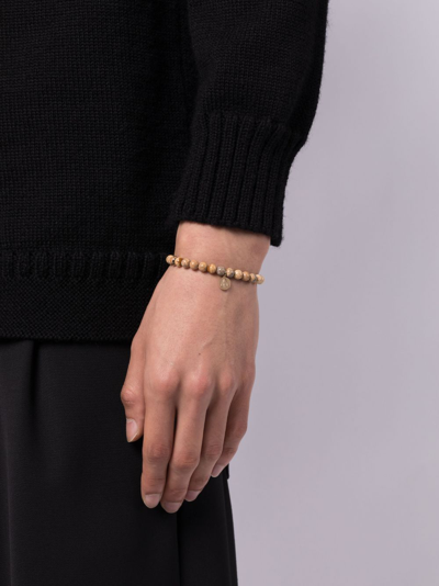 Sydney Evan 14kt Yellow Gold Buddha Beaded Bracelet In Brown