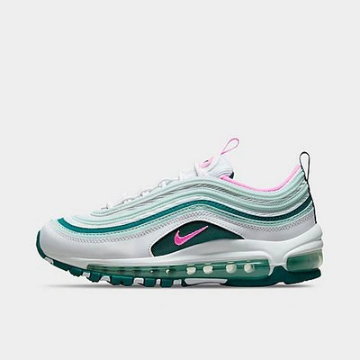 Shop Nike Big Kids' Air Max 97 Casual Shoes In White/geode Teal/jade Ice/pink Spell