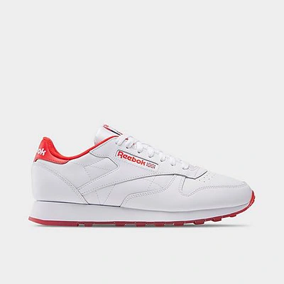 Shop Reebok Men's Classic Leather Grow Casual Shoes In Footwear White/footwear White/instinct Red