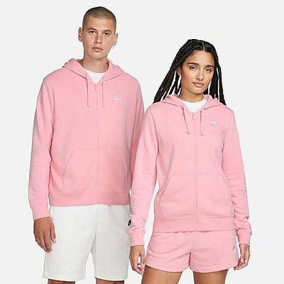 Shop Nike Women's Sportswear Club Fleece Full-zip Hoodie In Medium Soft Pink/white
