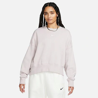 Shop Nike Women's Sportswear Phoenix Fleece Oversized Crewneck Sweatshirt In Platinum Violet/sail