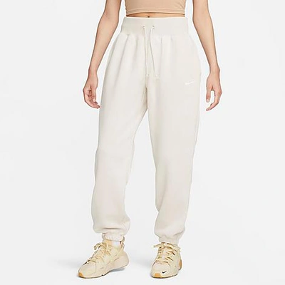 Shop Nike Women's Sportswear Phoenix Fleece Oversized High-waist Jogger Pants In Light Orewood Brown/sail
