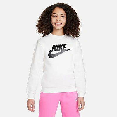 Shop Nike Kids' Sportswear Club Fleece Crewneck Sweatshirt In White/black