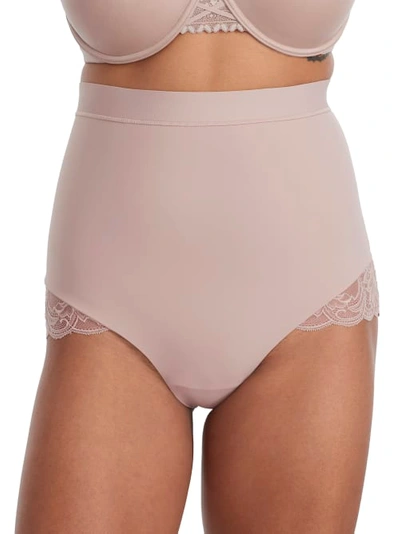 Shop Maidenform Eco Lace Firm Control Mid-brief In Evening Blush