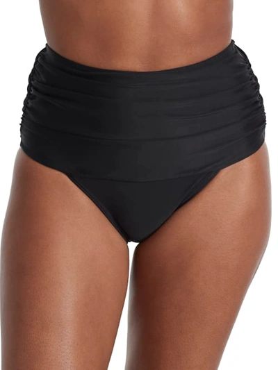 Shop Pour Moi Space Tummy Control High-waist Bikini Bottom In Black