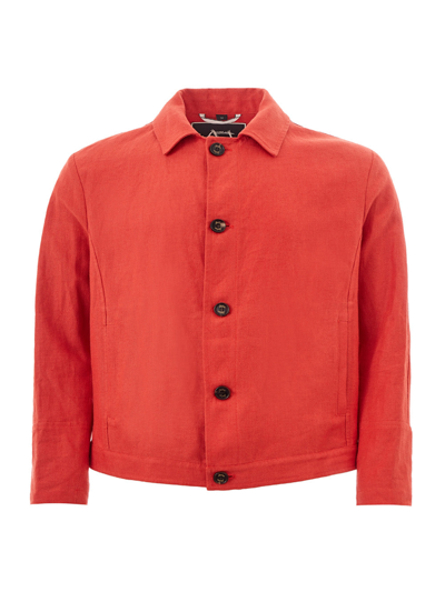 Shop Sealup Orange Cropped Jacket In Linen Men's Effect
