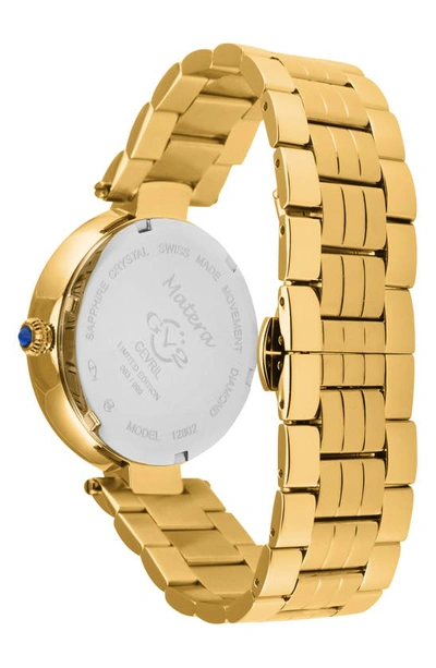 Gv2 Matera Swiss Quartz Blue Mother Of Pearl Dial Diamond Bracelet Watch, 35mm In Gold