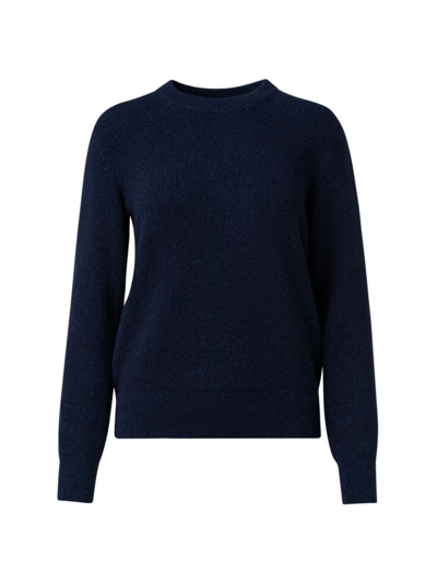 Shop Akris Women's Cashmere Metallic Sweater In Navy