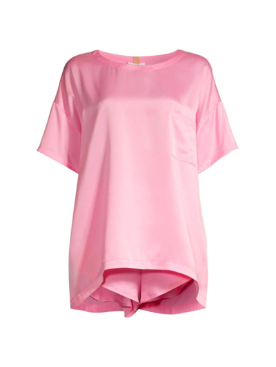 Shop Lunya Women's Washable Silk Tee 2-piece Pajama Set In Etude Pink