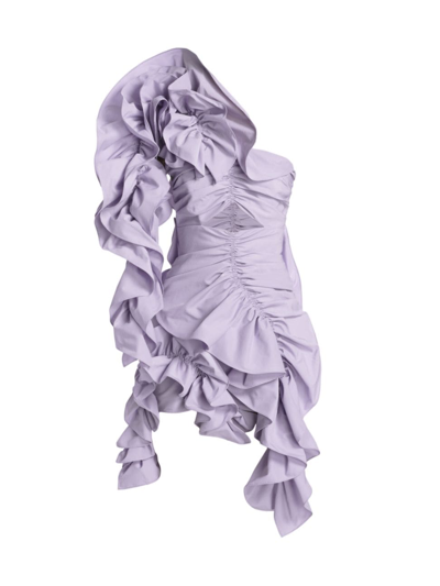 Shop Aknvas Women's Jagger Ruffled One-shoulder Minidress In Lilac