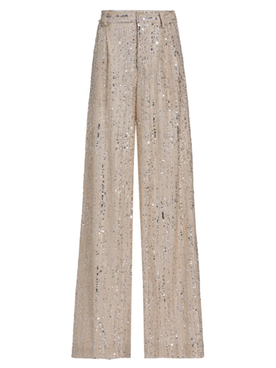 Shop Aknvas Women's Tate Sequined Wide-leg Trousers In Opal Sand