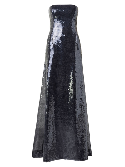 Shop Akris Women's Liquid Sequin Strapless Gown In Black