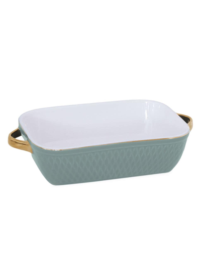 Shop Beatriz Ball Ceramic Small Rectangular Baker With Gold Handles In Sage