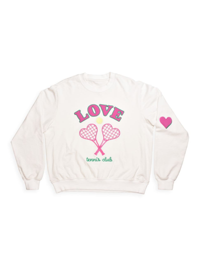 Shop Iscream Little Girl's, Girl's & Adult's Love Tennis Club Crewneck Sweatshirt In Neutral