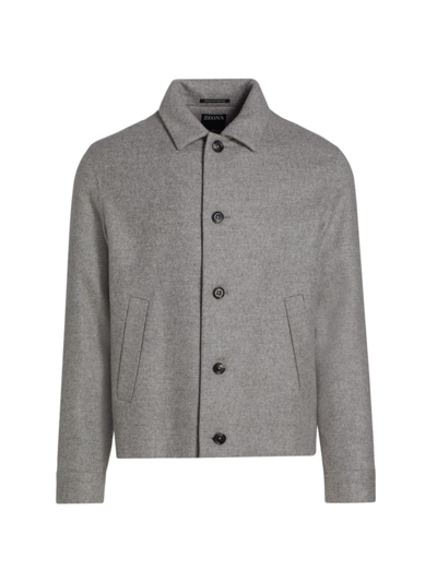 Shop Zegna Men's Wool Chore Jacket In Grey