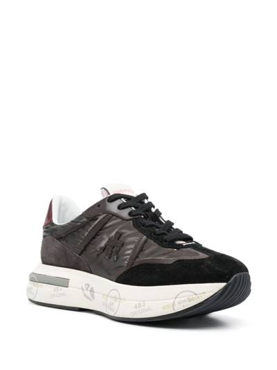 Shop Premiata Cassie Panelled Sneakers In Brown